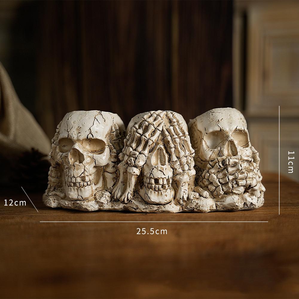 Flower Pot Skulls Halloween Decor Skeleton Pen Holder Tabletop Personality Candy Bowl Ghost Planter For Home Store Decoration