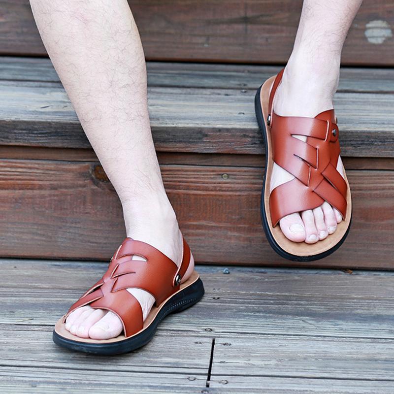 Fashion Fashion Metal Buckle Summer Men's Slippers Outdoor Half Drag Sandals Beach Comfortable Soft Slides Casual Shoe Wading Aqua Shoes