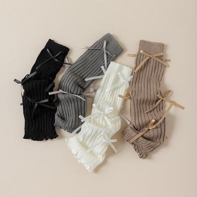 Japanische Y2K Spitzen-Schleifen-Beinwärmer Weich Warmhalten Lange Socken Verdicken Gestrickte Kniewärmer Herbst Winter