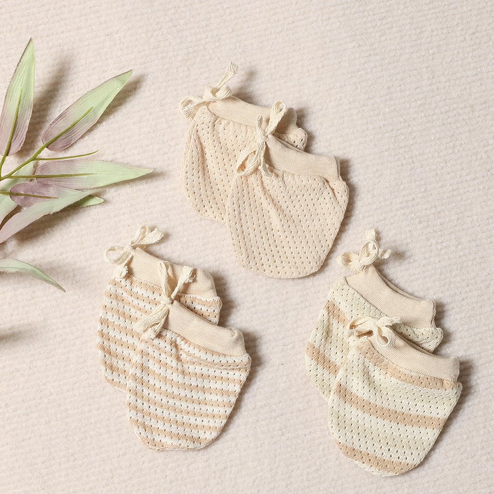 Adjustable Baby Set of for and Organic Easy To Long for Newborns To 12 Months [MOMSMENU] Mittens, 3, Newborns, Summer, Fall, Winter, 100% Cotton,