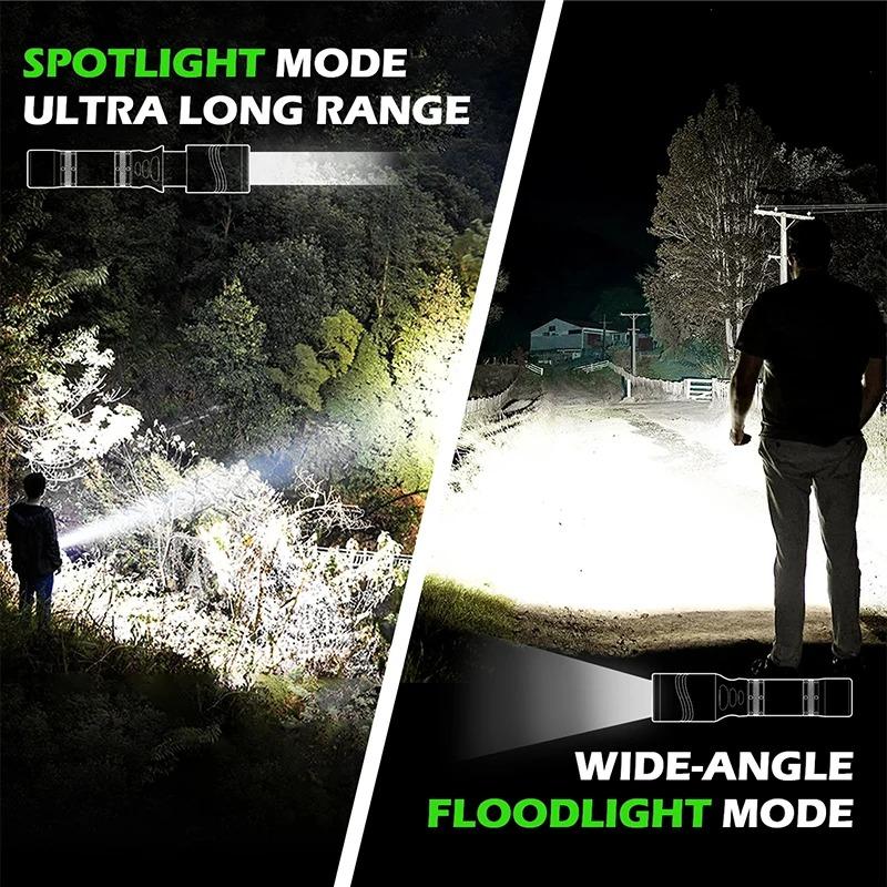 Professionelle Laser-Taschenlampe Aluminiumlegierung Wiederaufladbarer Suchscheinwerfer 1200mAh Akku Superheller Strahl Tauchen Jagd Patrouille