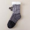 Meias de Chão de Pelúcia Tricotadas Meias de Lã Antiderrapantes Meias de Inverno Macias Listradas Femininas Casa