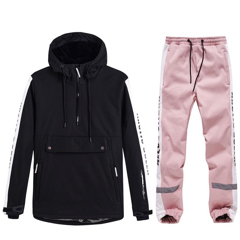 Unisex Couples' Ski Hoodie Set: Warm, Thickened Snowboard Suit for Men and Women.