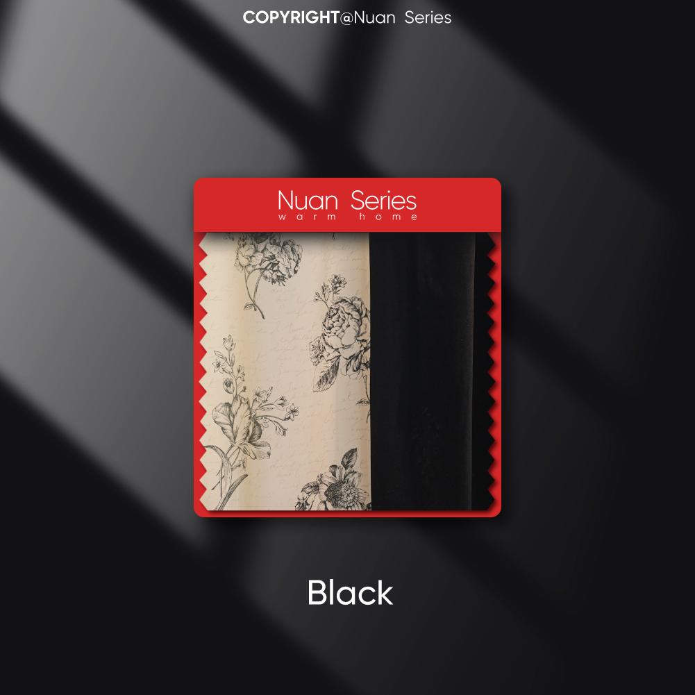 

1 шт. Nuan Series 70% затемняющие французские ретро нишевые шторы с принтом розы по бокам для спальни, гостиной, домашнего декора W(50cm+50cm) x L200cm чёрный