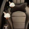 Cute Cartoon Bow Cloud Car Interior Accessories Soft Plush Car Neck Pillow Bone-Shaped Vehicle Headrest Waist Seat Cushion