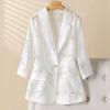 Summer Lace Blazer Thin Hollow Out Seven Sleeve Fashion Formal Office Women Jacket