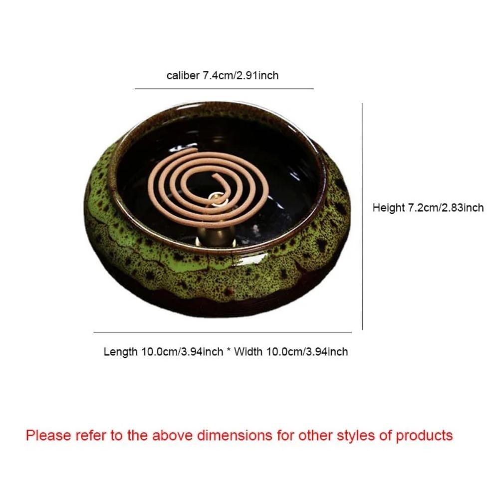 New Ceramic Incense Burner Copper Cover Ice Crack Incense Plate Antique Alloy Sandalwood Stove Home Decoration