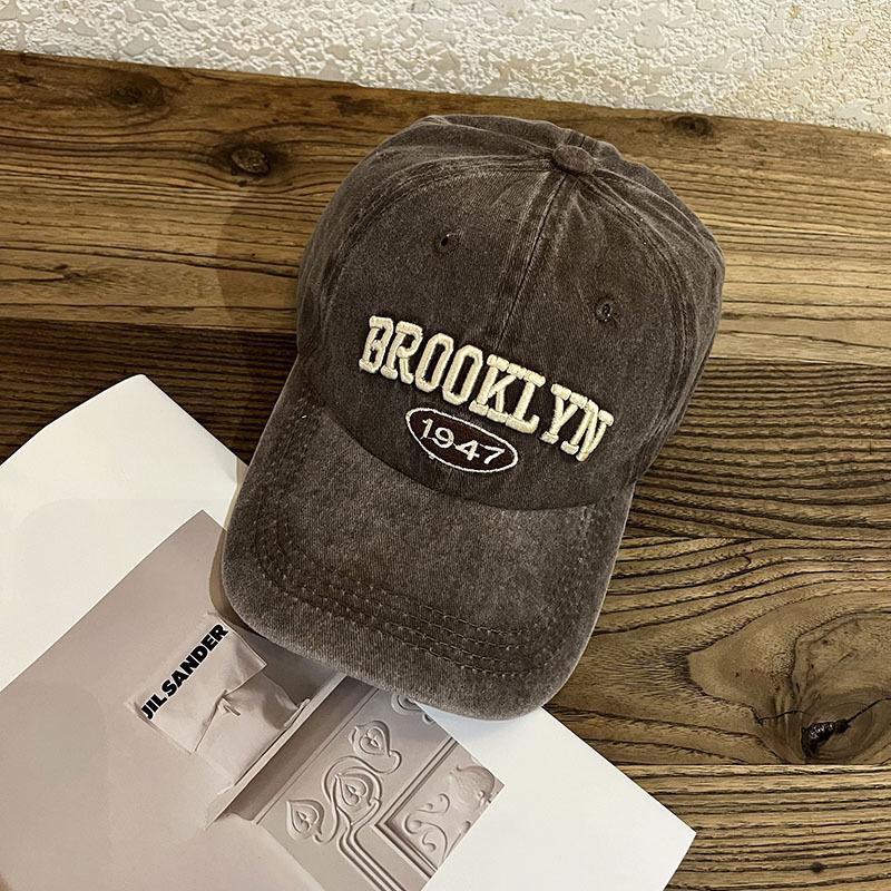 

Retro Washed Cotton Baseball Cap Men Women Letter Embroidery Hip Hop Hat Unisex Adjustable Outdoor Snapback Sports Sunshade Caps 55-60cm кавовий