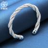 925 Silver Sterling For Women Man Mesh Wide Braided Bracelet  Jewelry