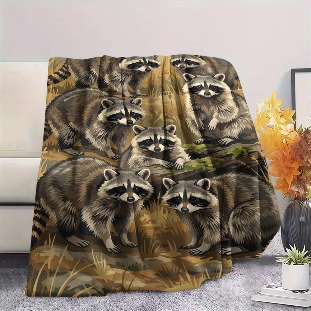 1PC Natural Decoration Print FlAannel Blanket, High quality Comfortable for All Seasons, Home Decor, Warmth and Comfort