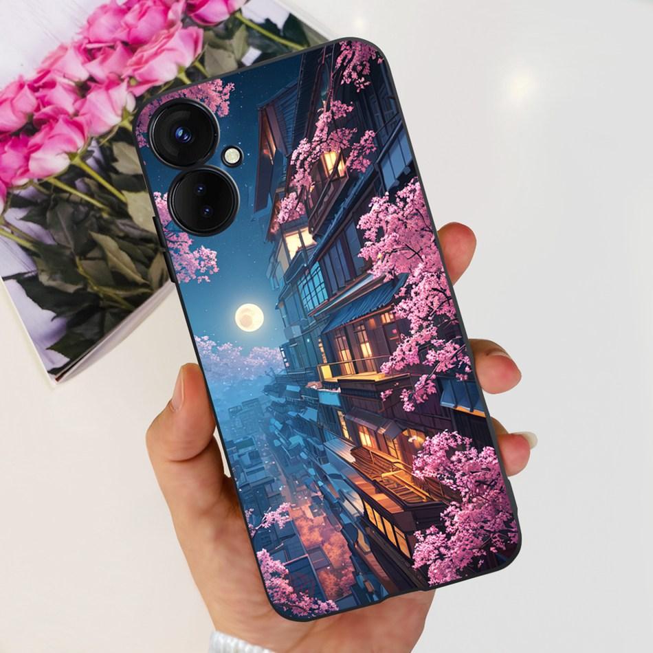 For Tecno Spark 9 Pro KH7 KH7n Cute Cartoon Phone Case For Tecno Spark 9Pro Black Silicone Soft TPU Cases