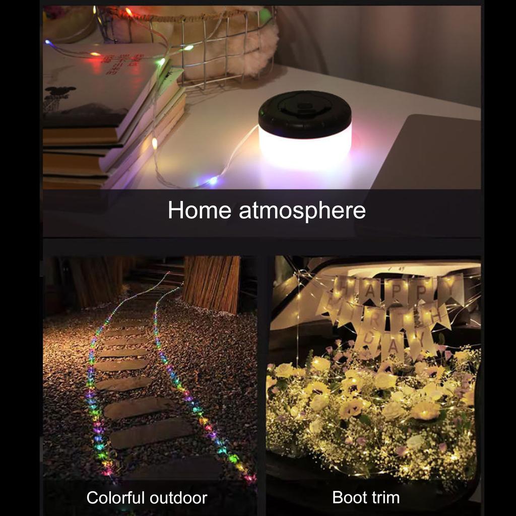 LED-Campingleuchte für den Außenbereich mit Hakenzelt-Ambiente-Lichterkette (8m) Tragbares wiederaufladbares Camp