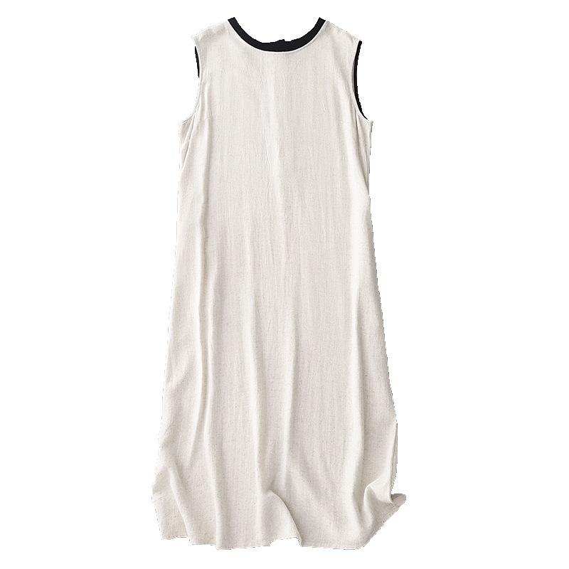 Crew neck sleeveless cotton vest dress women's 2025 summer new loose and thin solid color temperament medium and long skirt