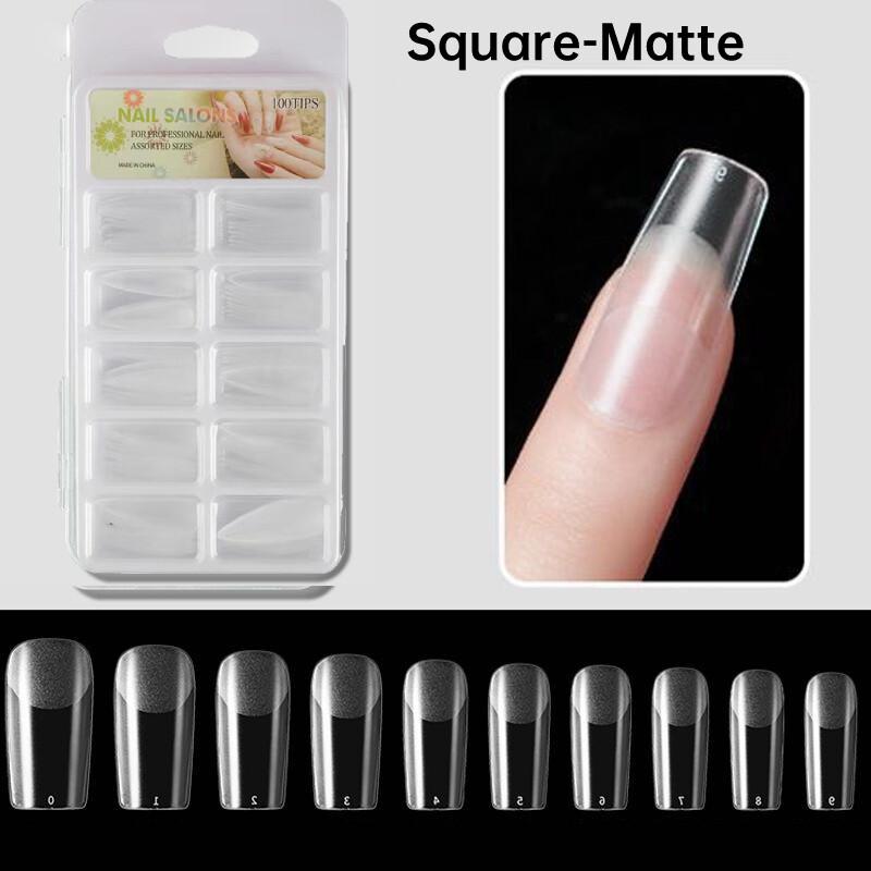100Pcs Matte Press On Nail Tips Soft Full Cover False Nails Oval Almond Sculpted Fake Nail