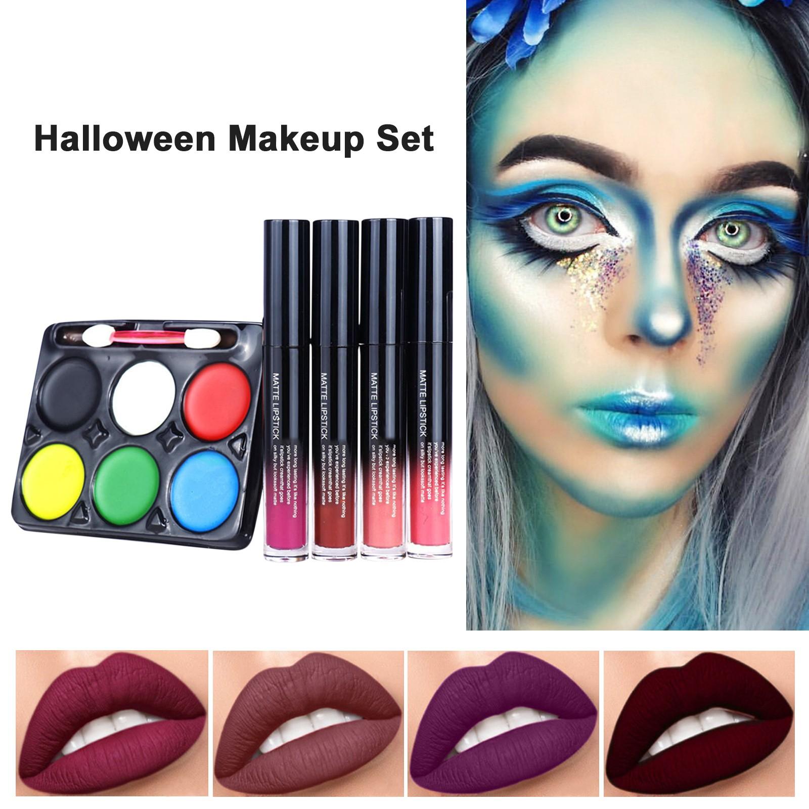

Набор для макияжа с блеском для губ на Хэллоуин, реалистичные эффекты, смываемый спрей, антипригарный, поддельная кровь, 4,5 мл*4+10 г One Size