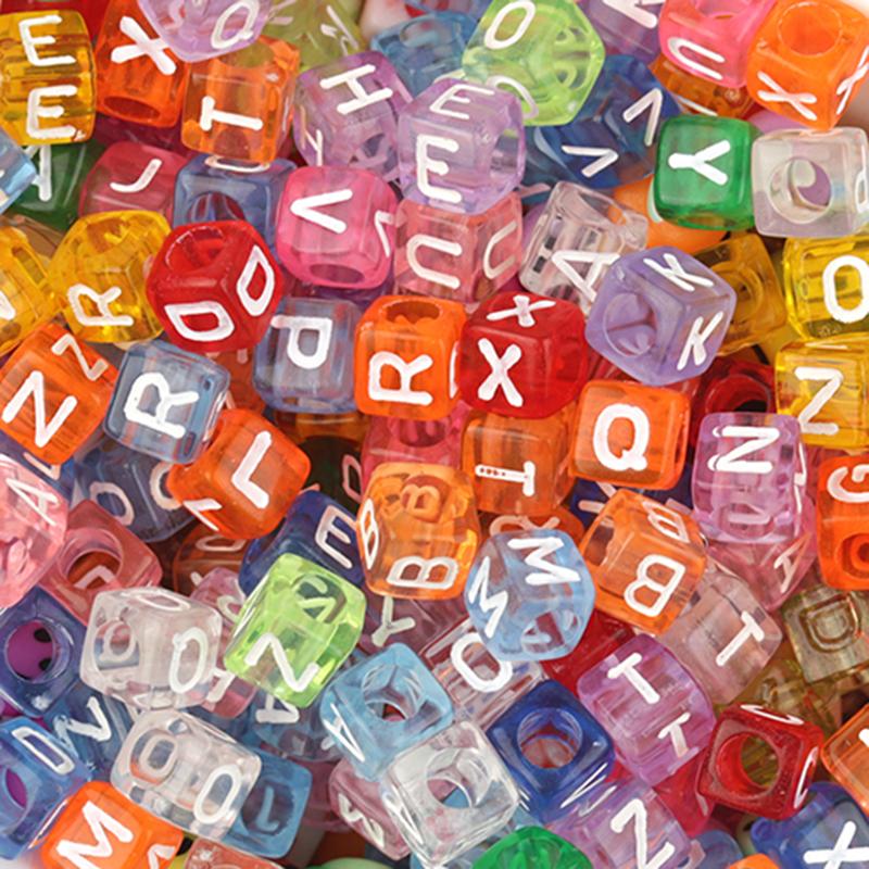 100Pcs/Lot Trendy Acrylic Square Alphabet Beads Large Hole Letter Loose Spacer Bead Jewelry Handmade Bracelet Making Supplies