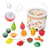 Kids' Wooden Fruit Cutting Toy Set - Educational Role-Play Kitchen Bucket