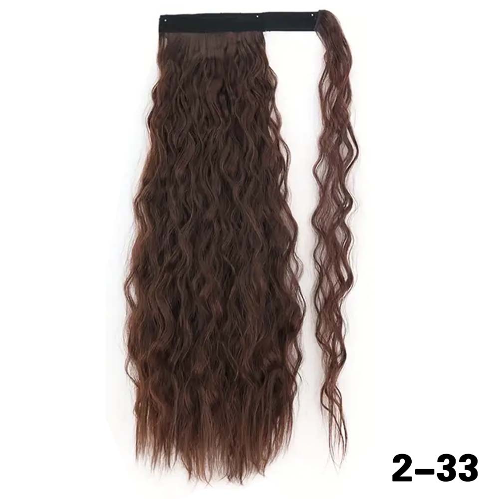 

Синтетический длинный кукурузный кудрявый хвостик черный парик обертывание вокруг накладных волос для женщин ежедневное использование 55cm