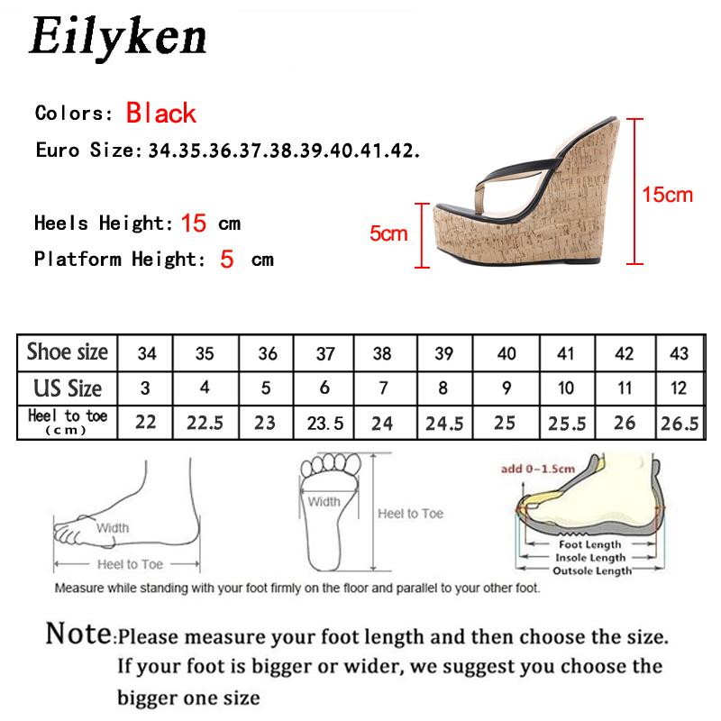 Fashion Eilyken Summer Designer High Heels Platform Wedges Women Slippers Pinch Toe Slide Shoes Female Sandals Large Size 35-42