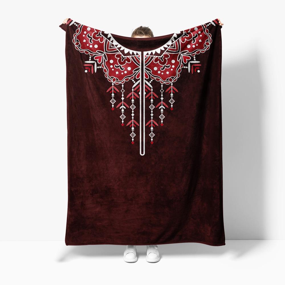 Luxurious Velvet Throw Blanket with Intricate Floral Embroidery Decorative Bed Blanket for Sofa Couch Home Decor 130x150cm51x59in