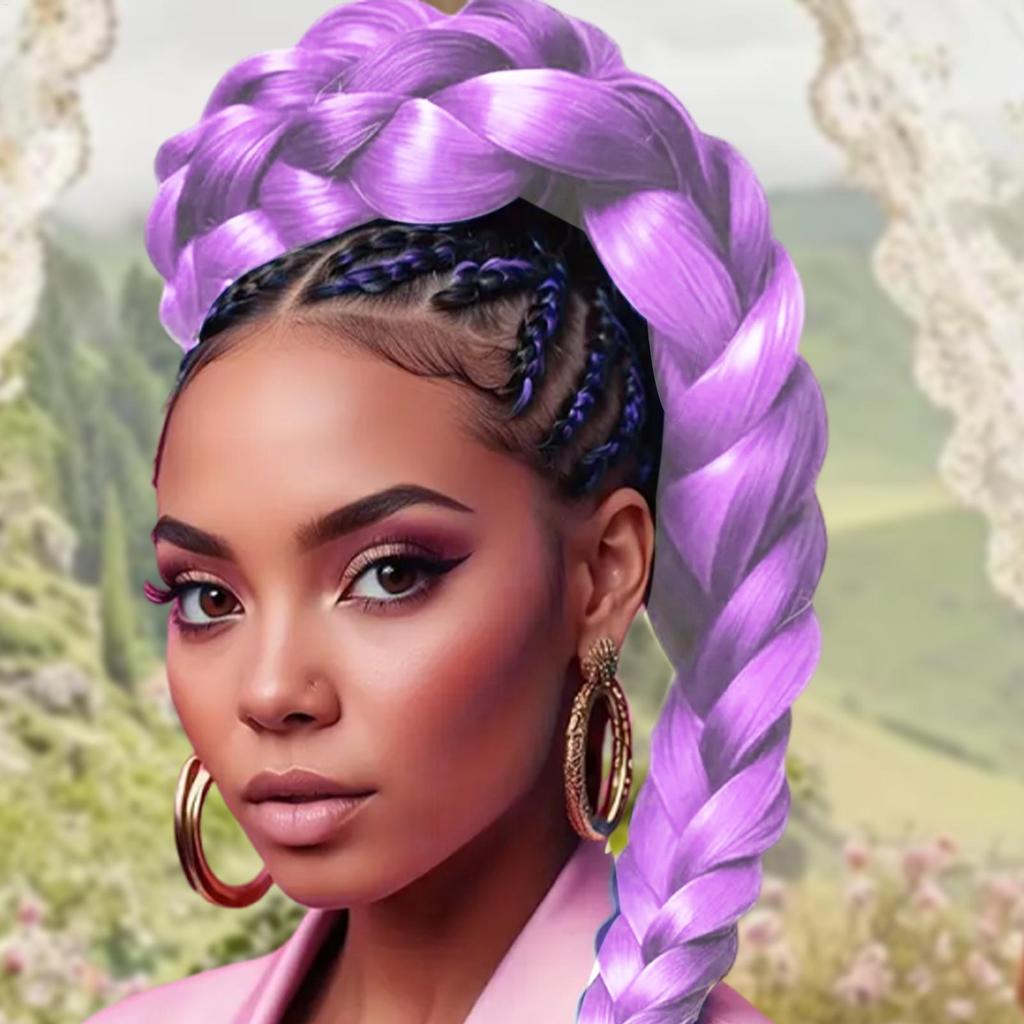 Purple Braiding Hair Extensions Pre Stretched Soft Synthetic Jumbo Braids DIY Ponytail for Party Special Events Festival Costume