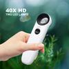 40X Handheld Magnifier HD Magnifying Glass with Two LED Lights Jewelry Magnifier for Jewelry Diamond Gem Coin Stamp Rock