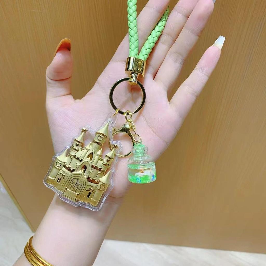 Shuibei 999 Gold Princess Castle Pendant Keychain - Cute Style