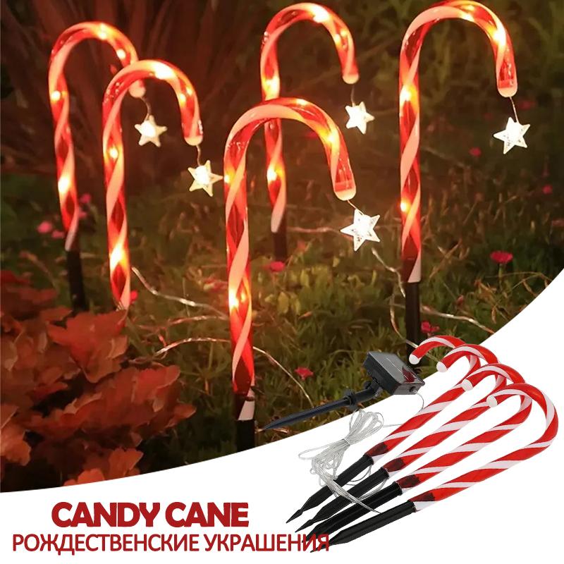 Christmas Candy Cane Lights Outdoor Christmas Decorations Waterproof Holiday Ambiance Light Snowman Pathway Lamp for Lawn Yard