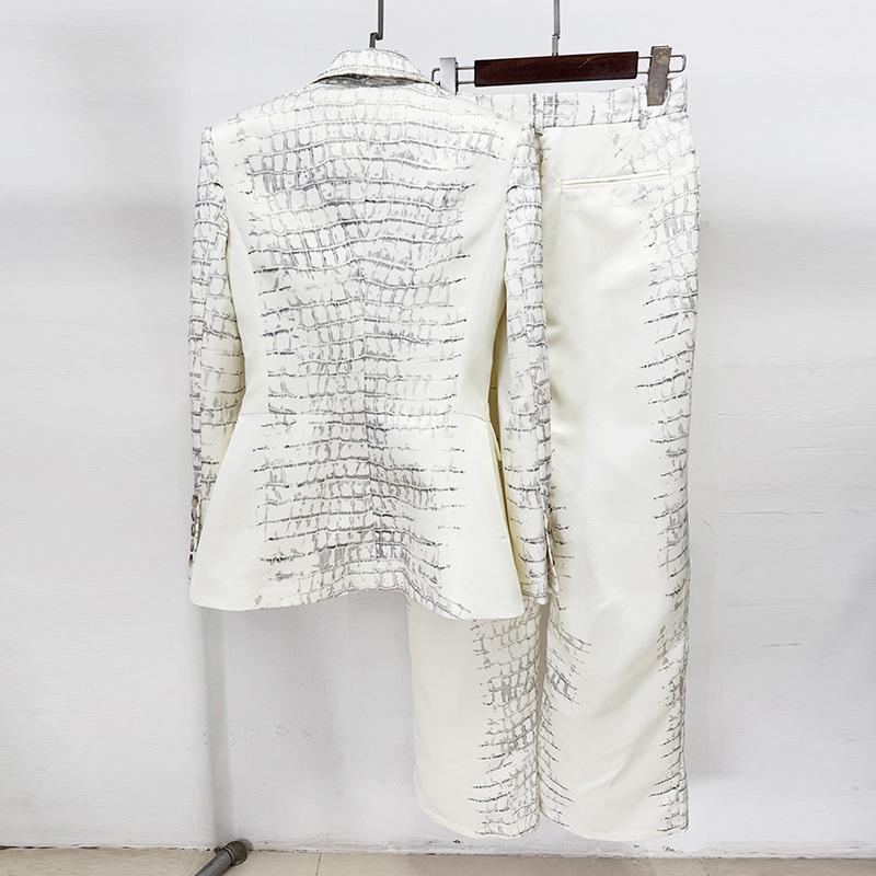 2025 New European & American Celebrity Fashion Crocodile Print Suit Set