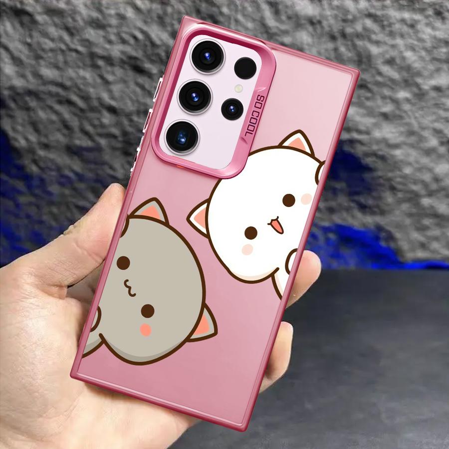 Phone Case for Samsung Galaxy S23 S24 S25 Ultra S20 S22 S23 FE Note 20 S21 Plus S24FE Shell Cover Cute Cartoon Cat Couple