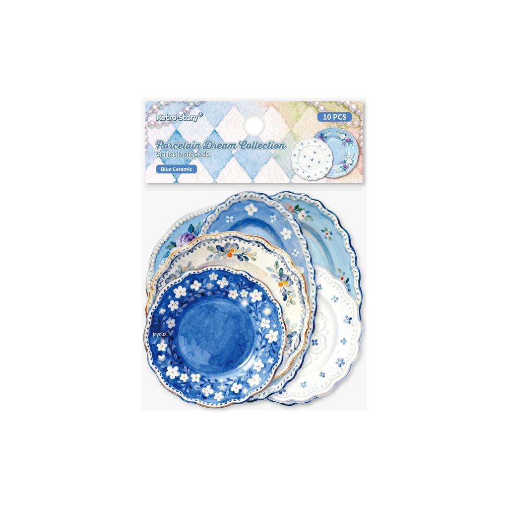 RetroStory Porcelain Dream Sticky Notes: Handwritten-Style Journals, Food-Themed Background, 10 Sheets/Pack