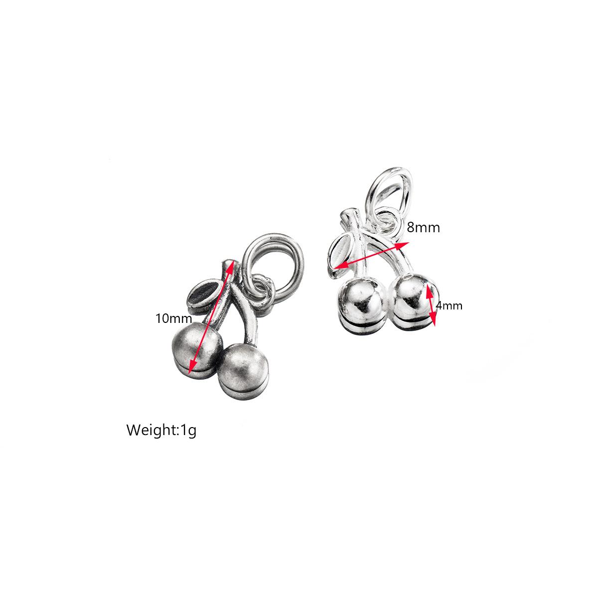 High End Permanent Jewelry Accessories S925 Sterling Silver Double Cherry Pendant Charm DIY Bracelet Necklace Jewelry Making