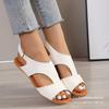 One-word Buckle Sandals Women's 2025 Spring New Large Size 43 Sandals Flat Round Head Beach Women's Sandals