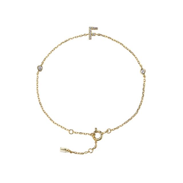 925 Sterling Silber Initiale 26 Buchstaben Alphabet Monogramm Gold Name Armband Kristall Cz Zirkon Modischer Schmuck