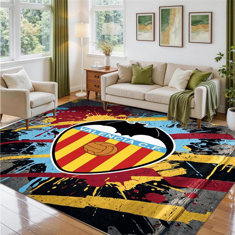 Valencia FC Design Crystal Velvet Rug Soft Decorative Mat for Bedroom Entrance