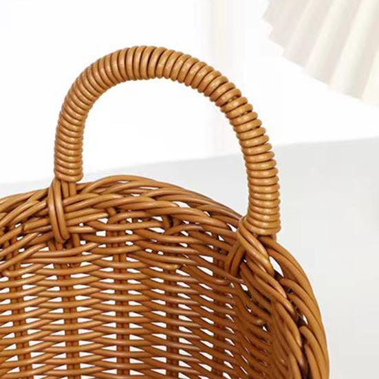 Woven Basket with Handle Rustic Storage Basket Wall Hanging Basket for Fruits Vegetables Snacks Home Farmhouse Kitchen Bathroom Bedroom Storage