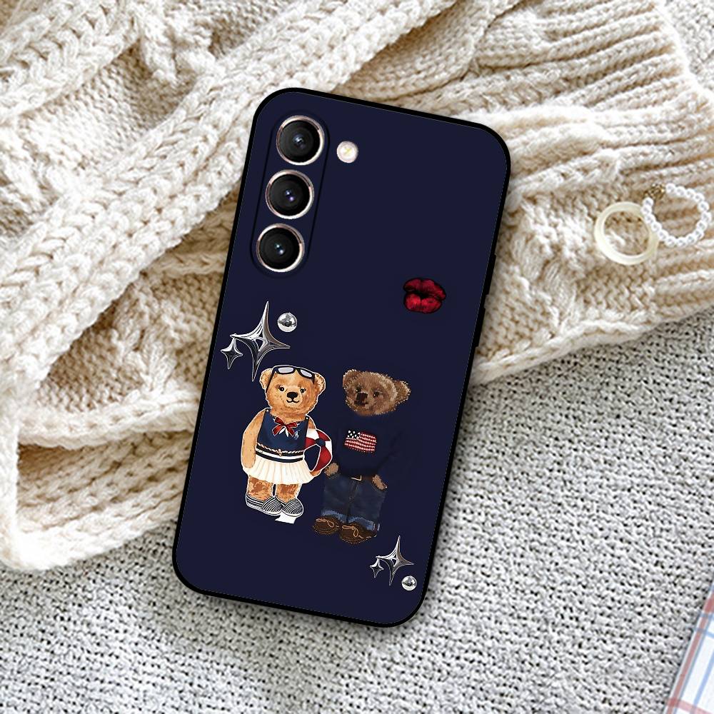 D-CartoonS Bear R-PoloS Phone Case Black Ultra-thin Shockproof Case For Samsung S24/S25/S22/S30/Note20/Lite/Ultra/5G/Plus/FE