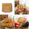 Woven Design Snacks Serving Tray PP Plastic Imitation Rattan Fruit Basket For Living Room Coffee Table Candy Display
