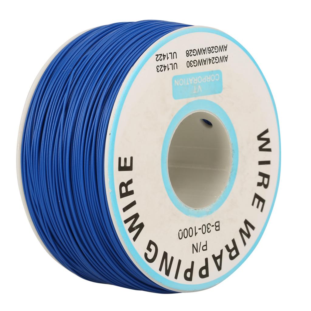 1Roll WiRe Wrapping Singolo filo di rame Cavo 30AWG Diametro nucleo 0,25 mm (blu)