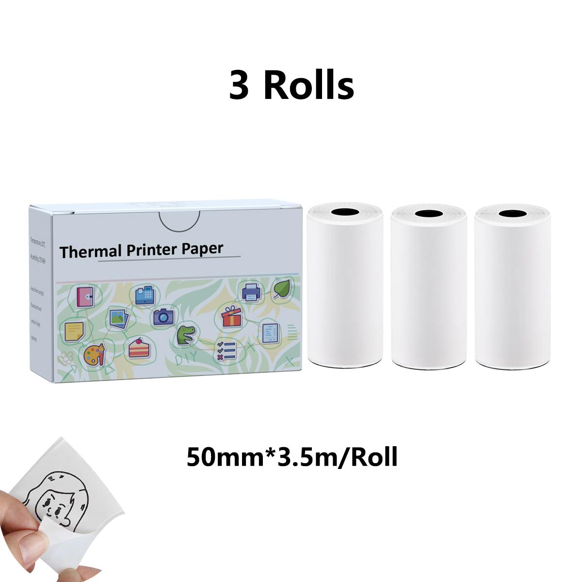

Папір для термопринтера 53ммx3.75м Білий, Міні самоклеючий папір для принтера етикеток Сумісний з T02/M02/M02/M02S PRO/M04AS/M04S Міні термопринтер 3Rolls-White Sticker мерехтіння