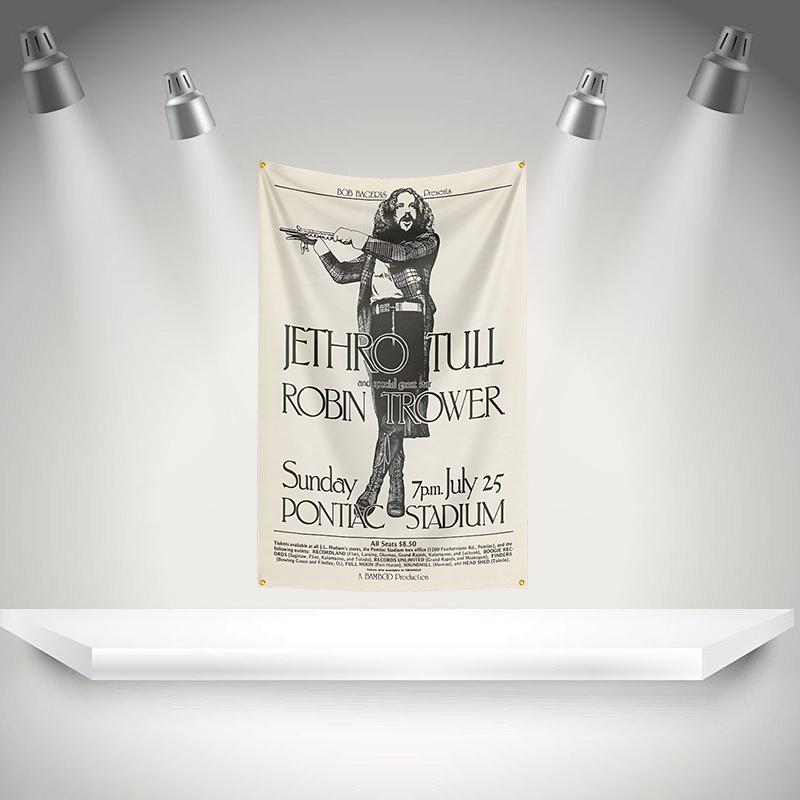 J-Jethros Tull Flag Music Band Banner HD Printing Tapestry Exhibition, Music Band Fans, Garage Decor