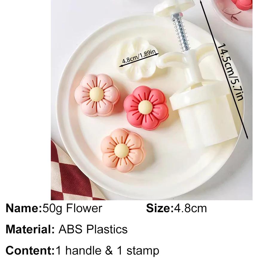 30g/50g Mini Hand Pressed Mold Flower Shape Mooncake Cookie Pastry Stamp Home DIY Mung Bean Cake Dessert Decoration Baking Tools