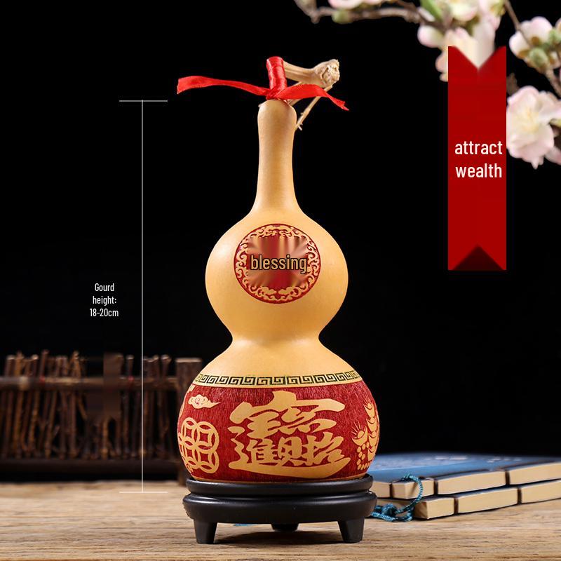 Chinese Knot Carved Gourd Pendant for Living Room Decoration or Gift