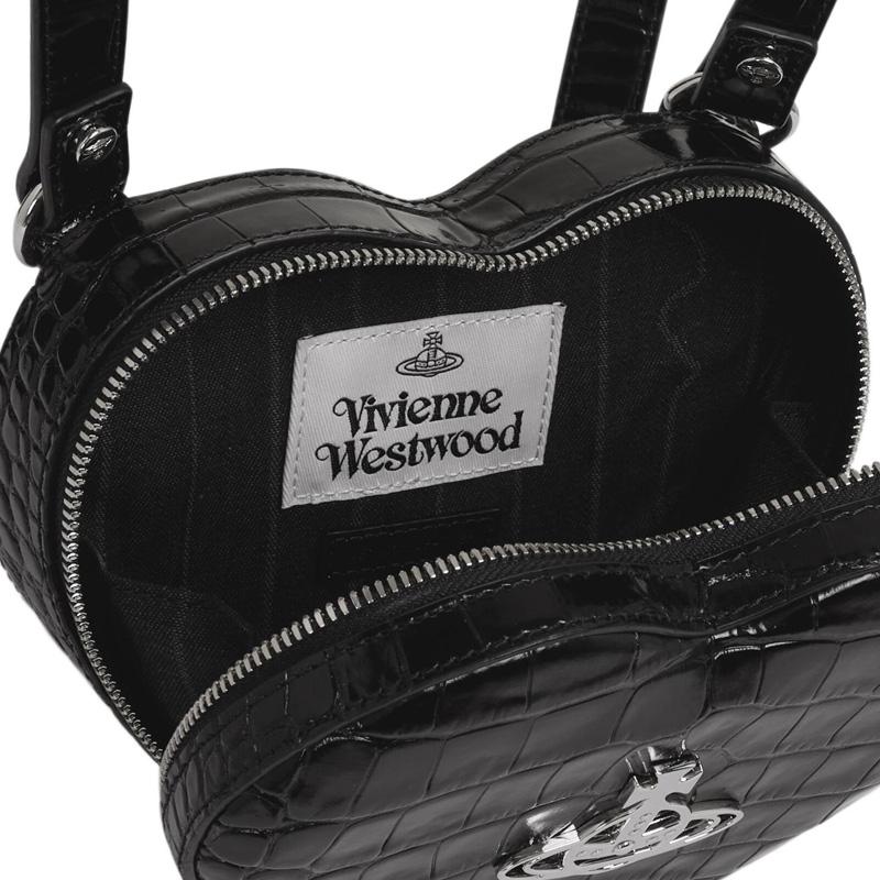 VIVIENNE WESTWOOD Ella Saturn Logo Detachable Chain Strap Crocodile Pattern Mini Backpack Women Backpack Black 43030072UL0039N401