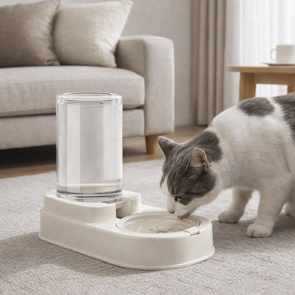 Large Capacity Dog Cat Food Bowl Transparent Pet Water Fountain Gravity Food Feeder for Cats Dogs