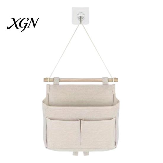 Waterproof Wall Mounted Storage Hanging Bag with 3 Pockets, Cotton And Linen Closet Pouch, Over The Door Organizer for Bedroom Bathroom Daily