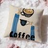 Fashion Coffee Illustration Cushion Cover Soft Washable Pillow Case Multi-Scene for Couch Bed Travel Office Use
