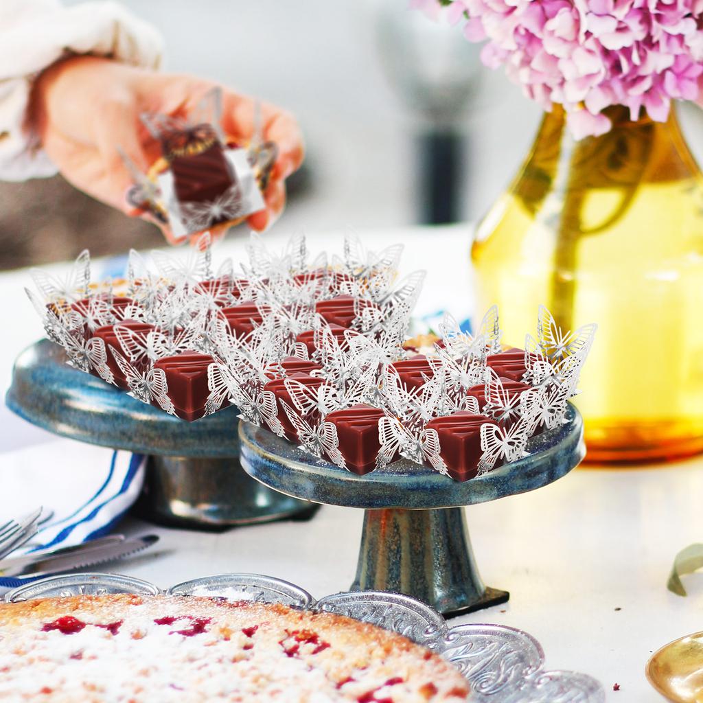 50 Stück Schmetterling Papierbecher Topfmanschetten Weihnachtssterndekorationen Muffin Schokolade Verpackung Tablett Charme Auskleidung