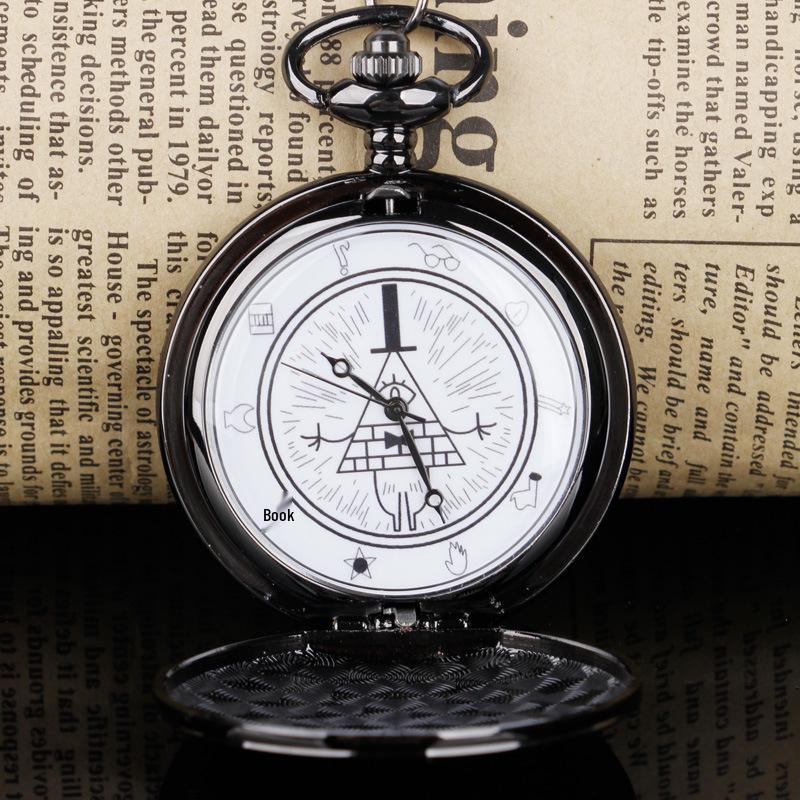 Cartoon Creepy Town Triangle One-Eyed Devil Necklace Quartz Pocket Watch