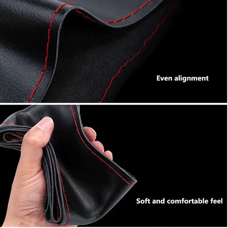 DIY 38cm Steering Wheel Covers soft Leather braid on the steering-wheel of Car With Needle and Thread Interior accessories